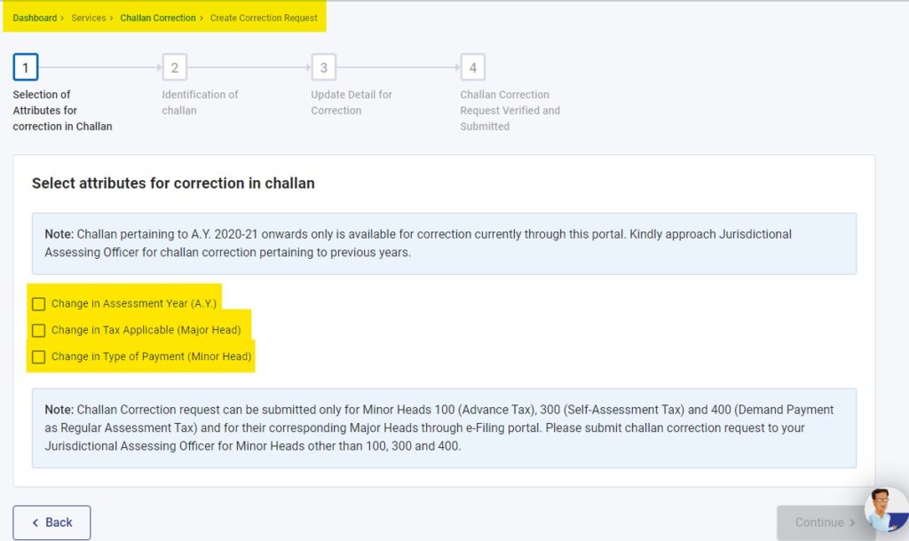 Income tax challan correction